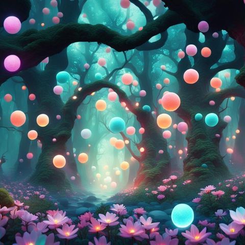 glowing flowers forest