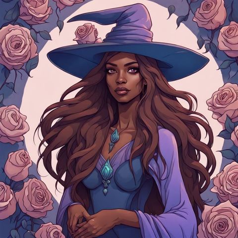 witch with flowers