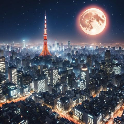 tokyo tower moon