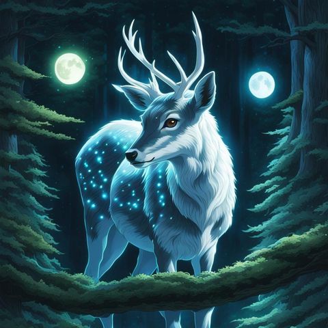 blue deer in the forest